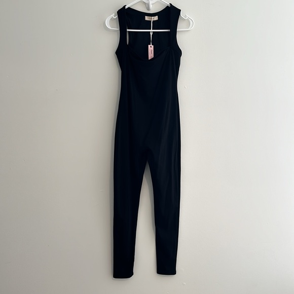 QINSEN Jumpsuit Strappy Square Neck Full Length Leggings Bodycon Onesie Rompers - Picture 3 of 6